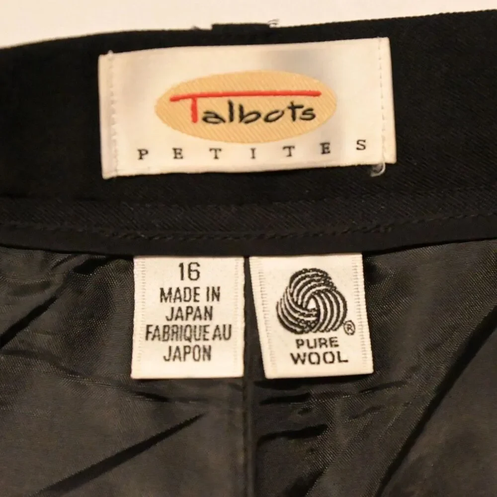 Talbots Black‎ 100% Wool 2-Piece Pants Suit Japan Women's Petite 16P - Picture 4 of 14